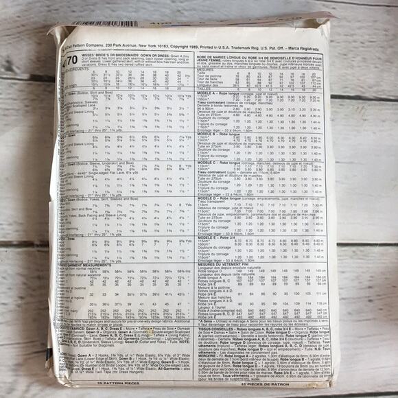 Vintage McCall's 4170 Wedding or Bride's Maids Dress Sewing Pattern 1989 Size 8 - Picture 7 of 12